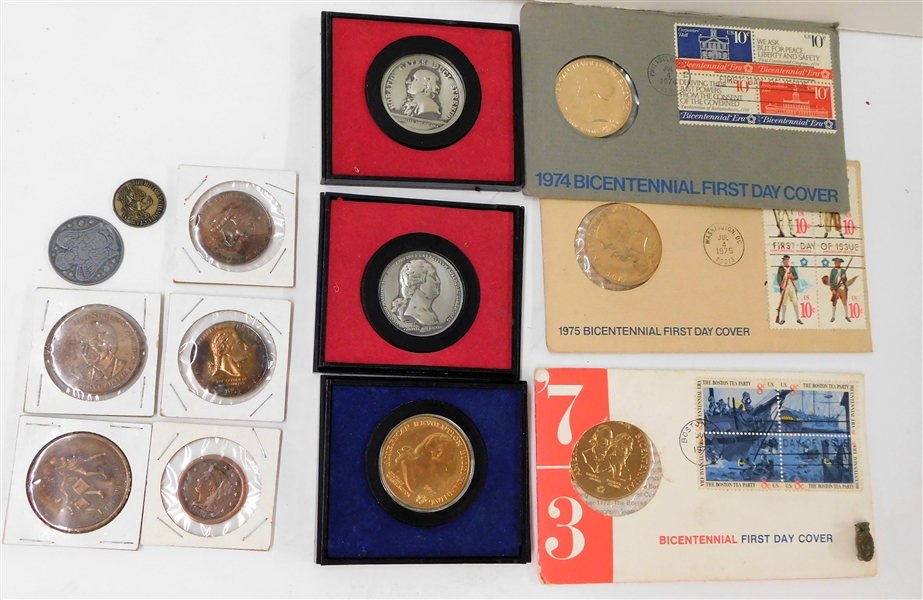 Bicentennial First Day Covers, Bicentennial Commemorative Tokes, Best Dad Medallion,  and Other Tokens