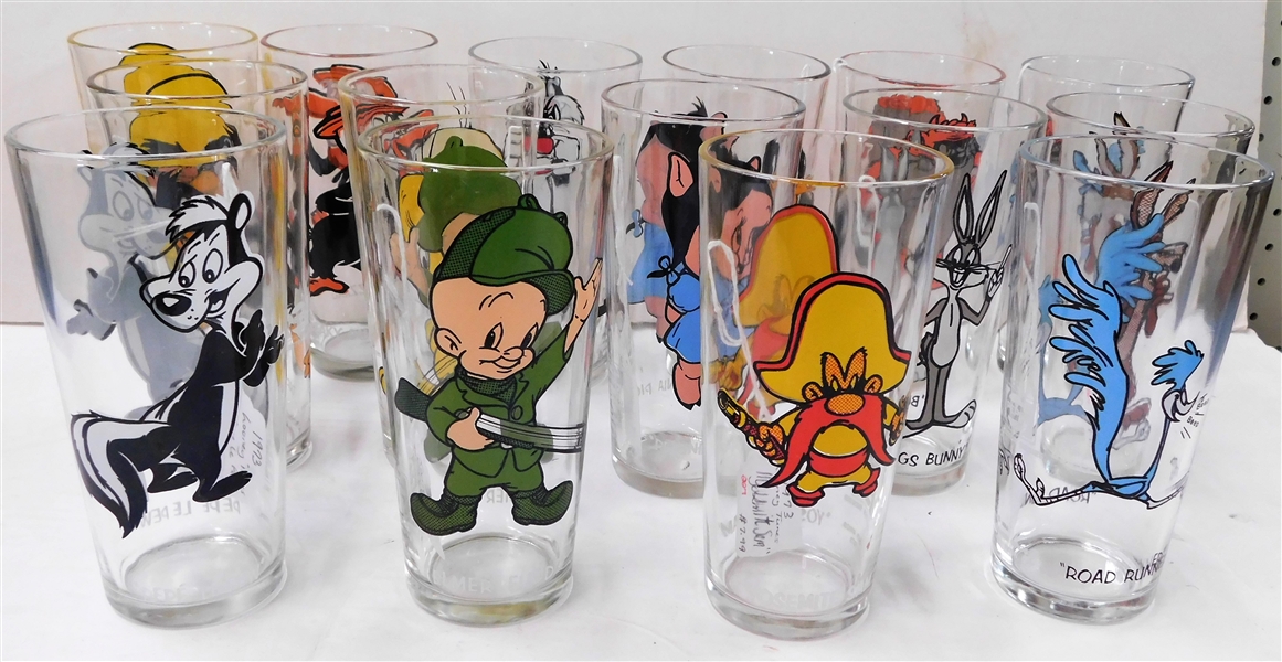 15 1973 Pepsi Cartoon Glasses - Road Runner, Elmer Rudd, Bugs Bunny, Daffy Duck 