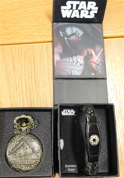 Disney Star Wars Bracelet and Train Pocket watch - Both New in Boxes