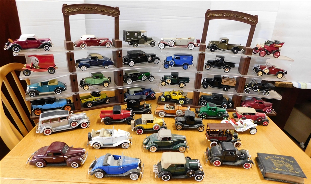 National Motor Museum Mint Golden Age of Ford Collectors Series Collection of Diecast Cars with 2 Display Stands - 40 Cars Total 