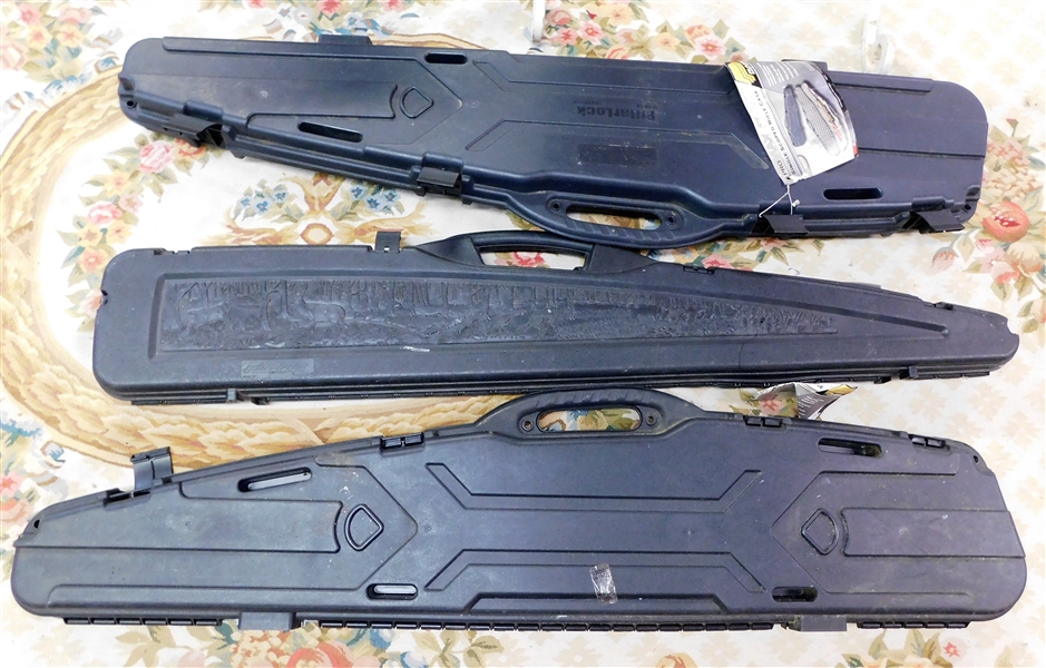 3 Hard Long Gun Cases -including Magazines, and AR 10 Field Replacement kit,  Middle with Scene is Cracked