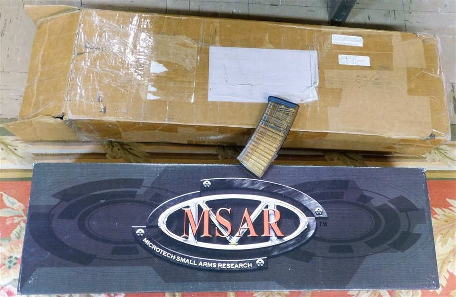 MSAR Cardboard Gun Box with 223 Rem Clip and Outer Delivery Box