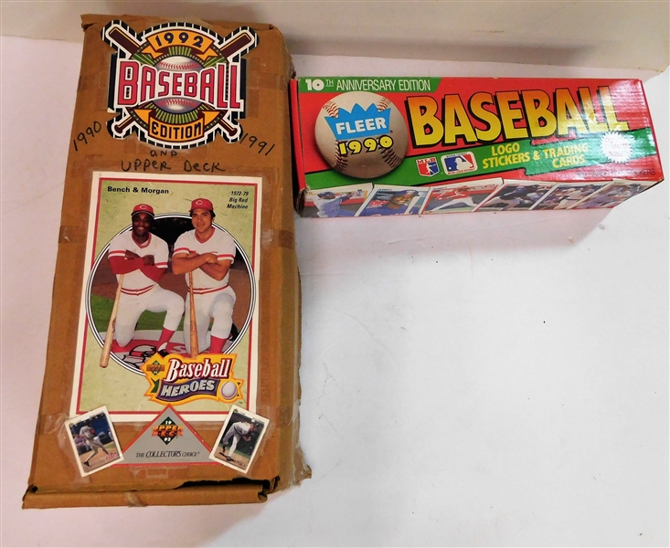 Box of 1990 Fleer Baseball Cards and 1991-1992 Upperdeck Baseball Cards