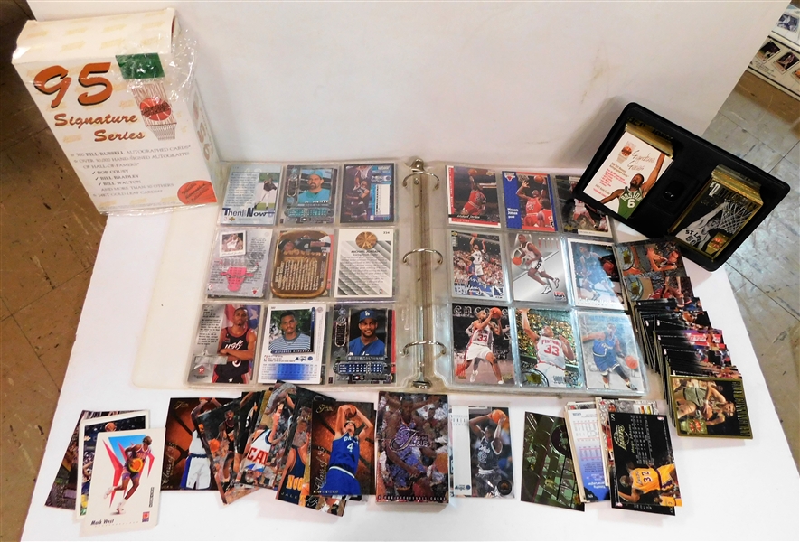 Lot of 1990s Basketball Cards - Open Box  95 Signature Series, Binder Full of Cards in Sleeves