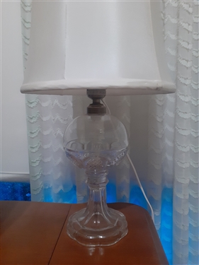 Converted Antique Glass Oil Lamp - Not Drilled 