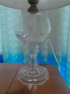 Converted Antique Glass Oil Lamp - Not Drilled 