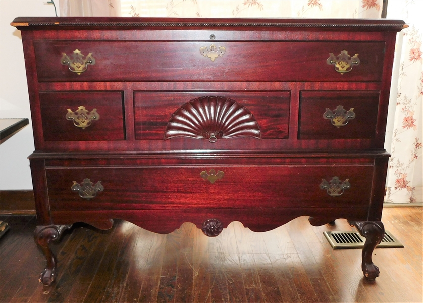 Chippendale Style  Cedar Lined Blanket Chest with Drawer by Dillingham -  34" tall 45" by 19" - Some Missing Trim