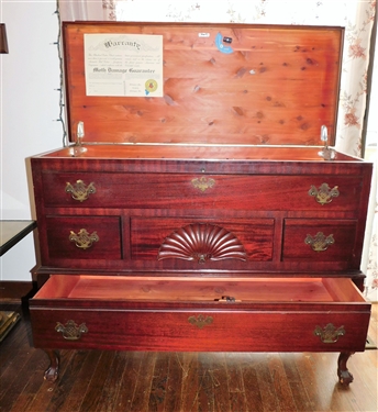 Chippendale Style  Cedar Lined Blanket Chest with Drawer by Dillingham -  34 tall 45 by 19 - Some Missing Trim