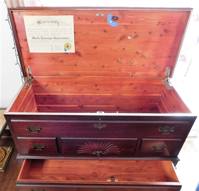 Chippendale Style  Cedar Lined Blanket Chest with Drawer by Dillingham -  34 tall 45 by 19 - Some Missing Trim