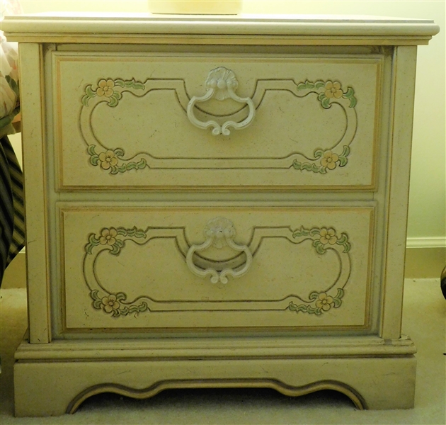 French Country Style Painted Night Stand with 2 Dovetailed Drawers - 22" tall 22 1/2" by 16"