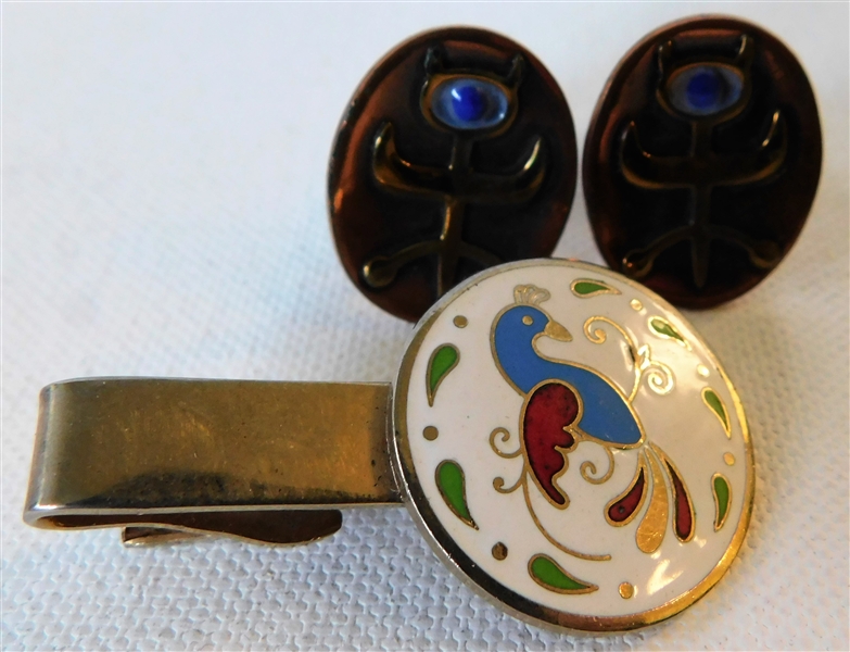 Hogan Bolas Cufflinks and Bird Tie Clip 