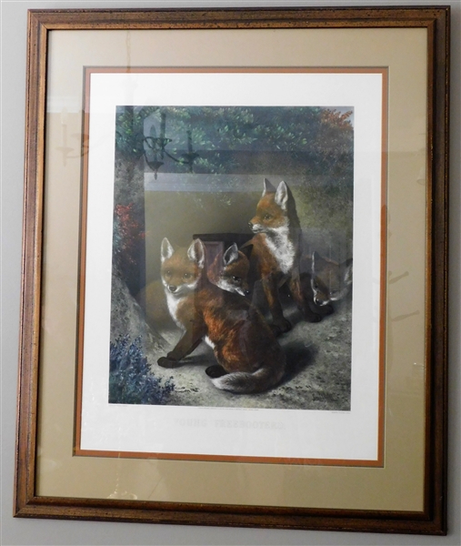 "Young Freebooters" Fox Print - Nicely Framed and Double Matted - Frame Measures  39" by 32 1/2"