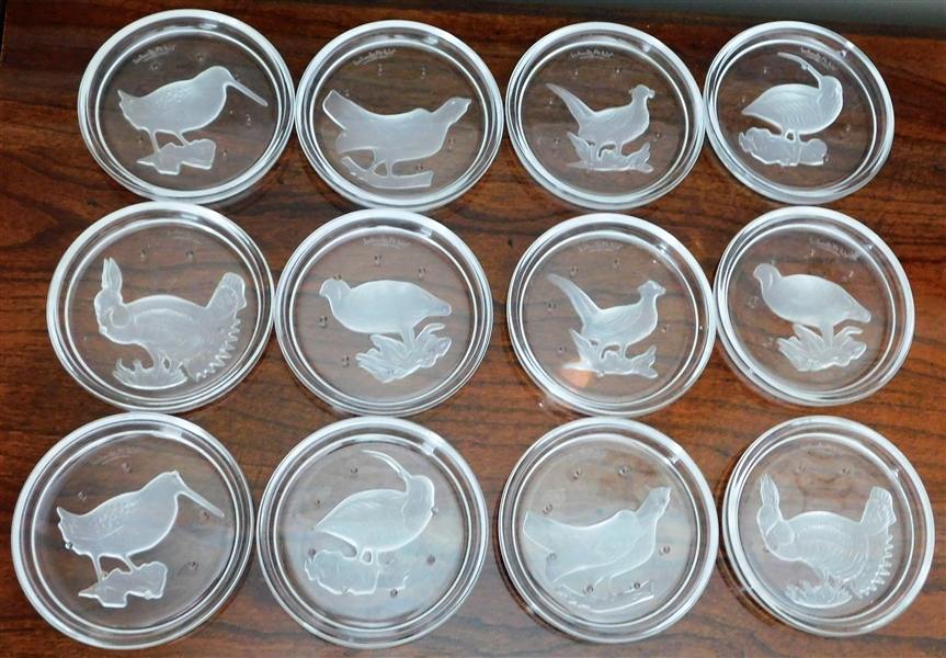 12 Val St. Lambert Bird Coasters - 3 1/2" Across