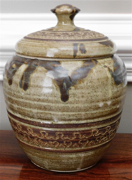 Jensen Art Pottery Lidded Jar - 8 1/2" tall 