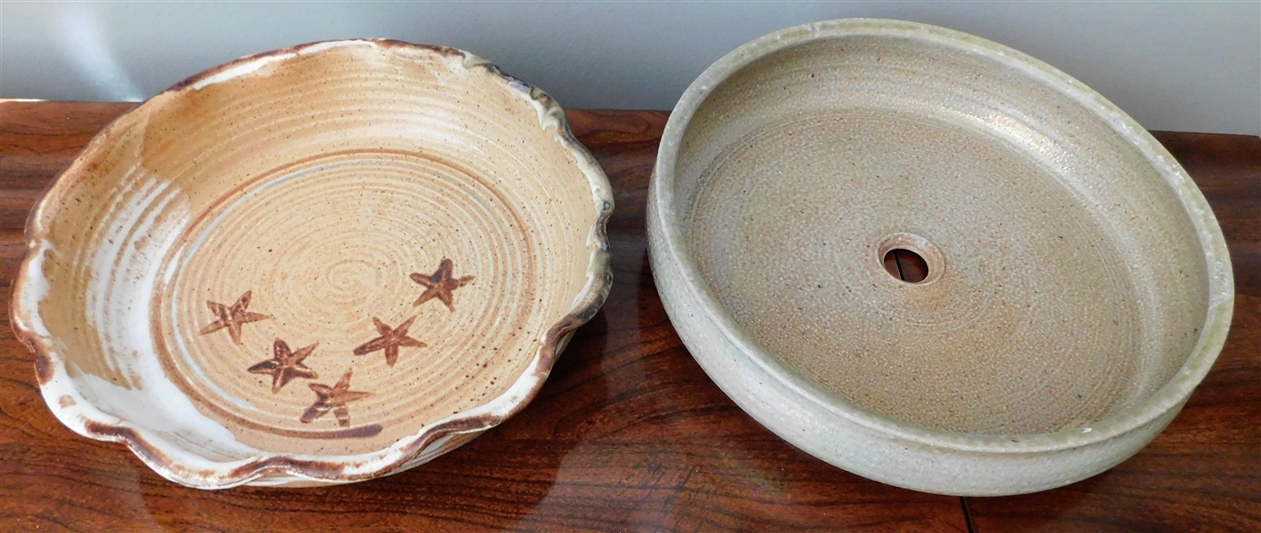 North Carolina Pottery Pie Plate with Stars 10 1/4" across and Tim Turner Pottery Dish 11" Across