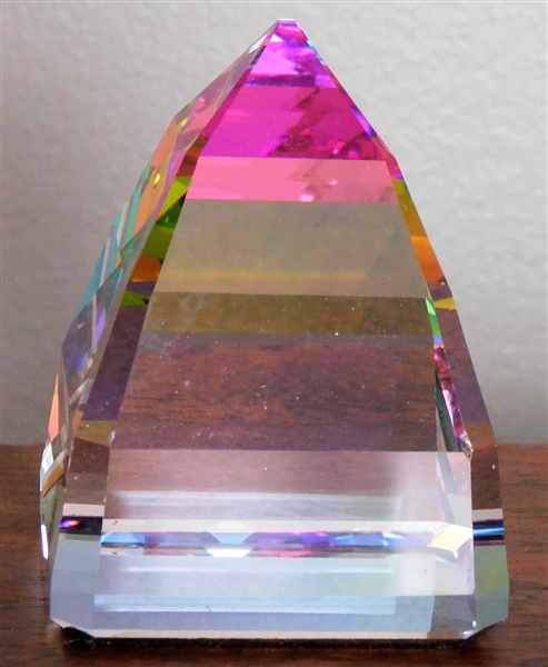 Rainbow Crystal Pyramid Prism - Signed - Some Minor Nicks - 2 1/4" tall 