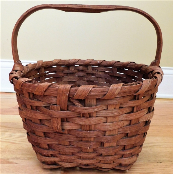 Round Oak Basket -7" tall 11" Across Not including Handle