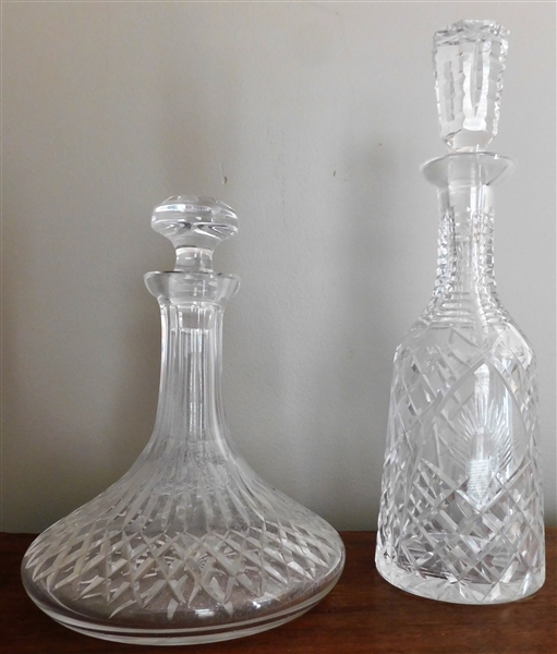 2 Waterford Crystal Decanters -Both Have Some Discoloration - 9 1/2" tall and 13 1/4"