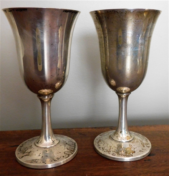 2 Wallace Sterling Silver Goblets Number 14 - 6 3/4" tall 