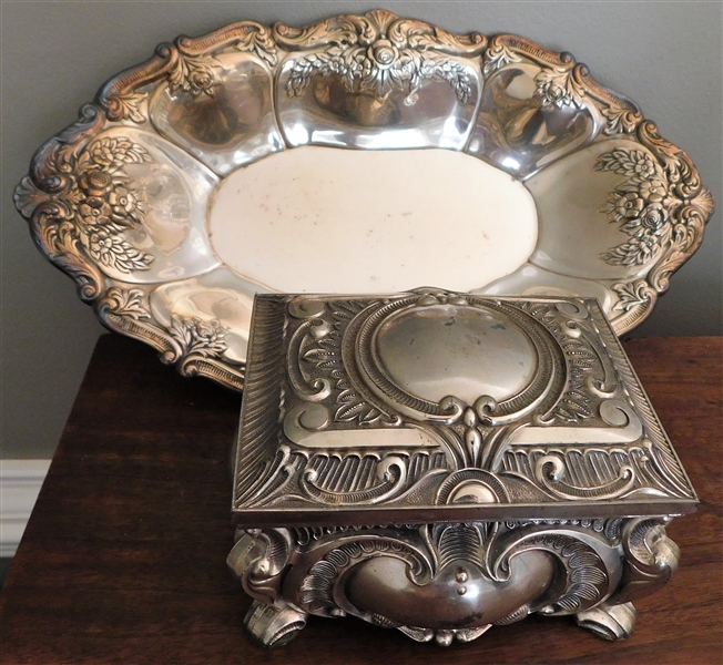 Silver Plated Dresser Box and St. Regis by Wallace Oval Bowl 13" by 8"