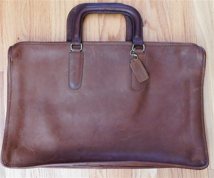 Coach Brown Leather Briefcase with Saks Fifth Avenue Tag 