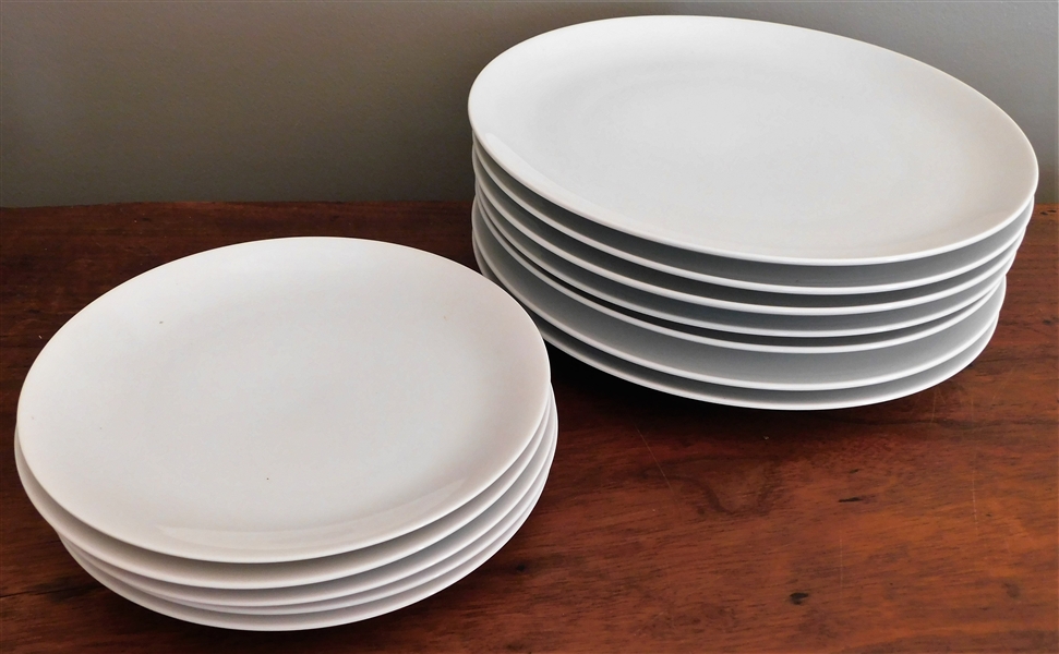 18 Pieces of Continental China Raymond Lowery - Germany  White China - 10 1/2" Plates and 7 1/2" Plates, 15" Platter and 1 Franciscan White 13" Platter