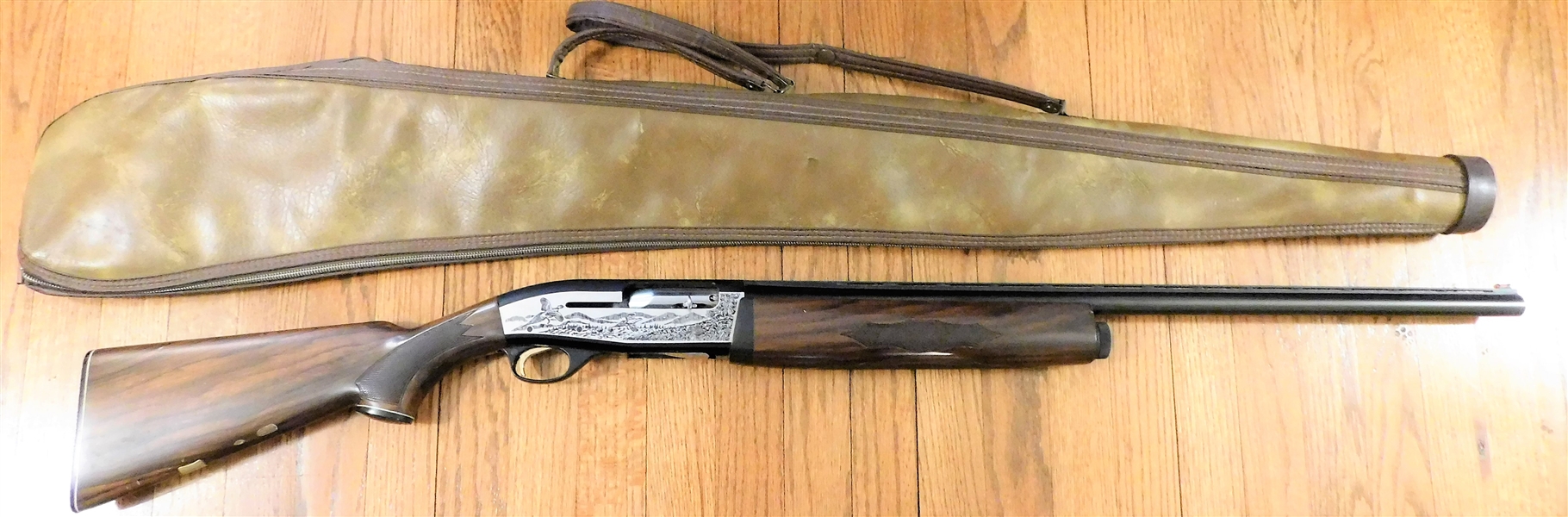 Ithaca 12 Gauge Shotgun Model XL 900 with Engraved Quail and Ducks - Ventilated Rib -Roto Forged - Made in Japan -  Some Minor Damage to Stock -With Case