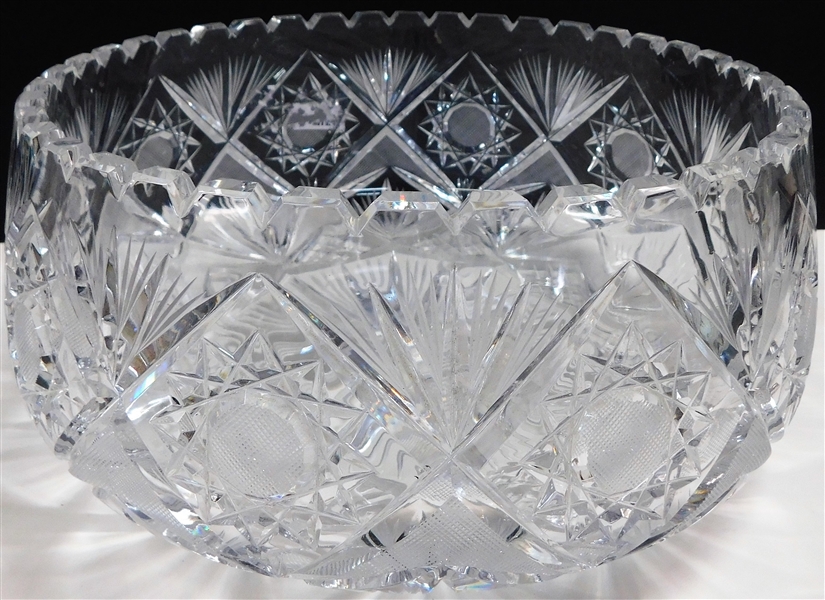 Large Cut Glass Bowl - 5 1/4" tall 10 3/4" Across - 