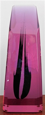 Artist Signed Woodruff 88 Art Glass Pyramid -Measures  12 1/4" tall 5" by 3 1/2" - Lewis Woodruff
