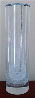 Heavy Art Glass Cylindrical Vase - 11 1/2" tall 3 1/4" Wide