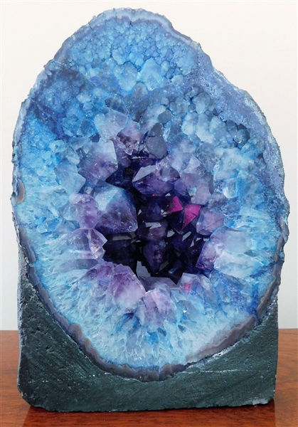 Blue Amethyst Geode Specimen - Measures 11" tall 7 1/4" by 5"