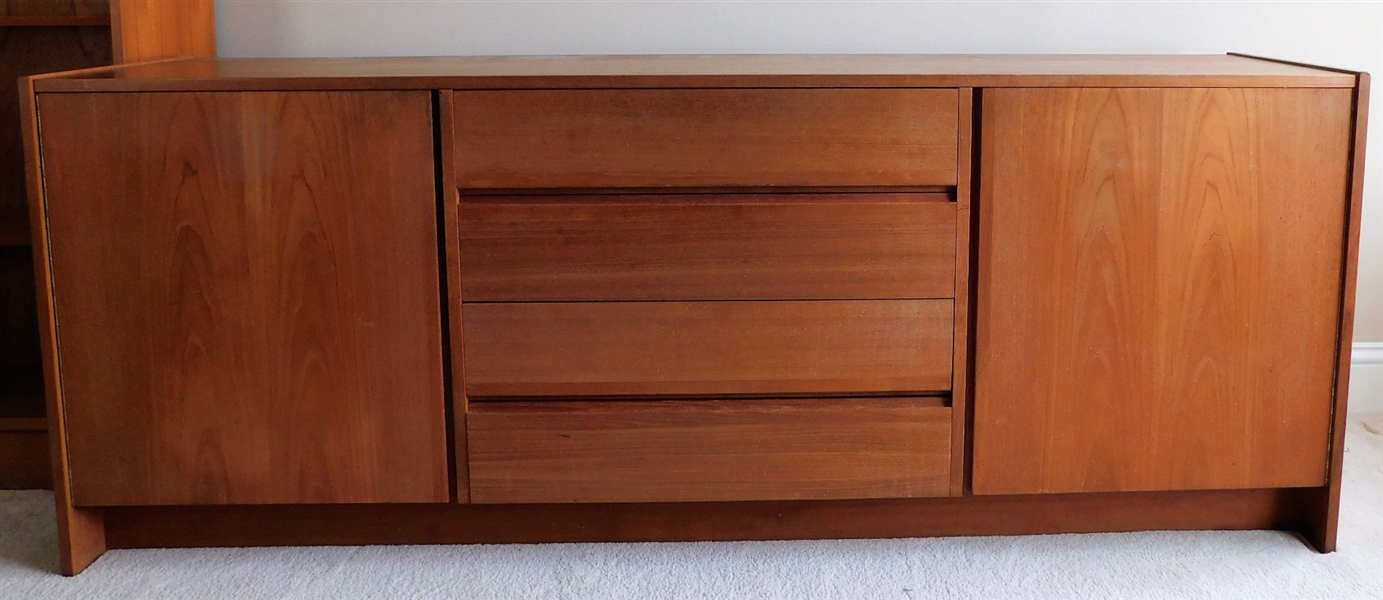 Mid Century Modern Dresser - Cabinets on Each End with Shelves and Drawers in Center Measures 30 1/4" tall 79" by 18 1/2"