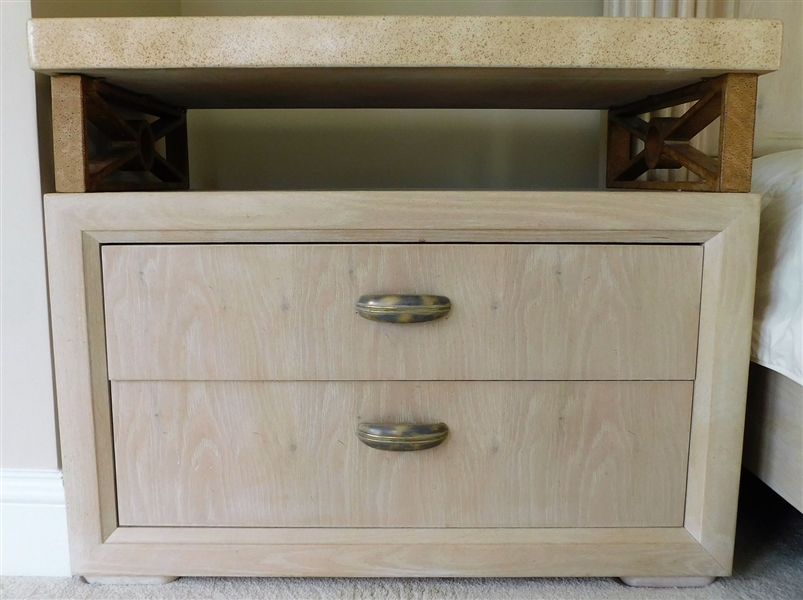 Henredon 2 Drawer Night Stand - Dovetailed Drawers - Corian Tops - 28" tall 34" by 19"