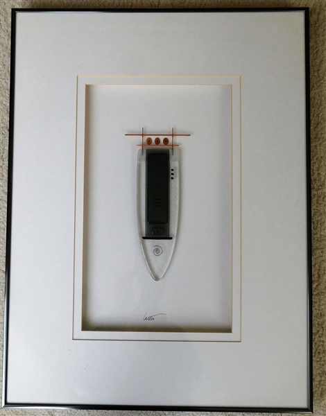Jacqueline Collett Glass Construction - Artist Signed - Framed and Matted - Frame Measures  24 1/4" by 18 1/4" Glass Measures Approx.  9 1/4" by 2 1/2"