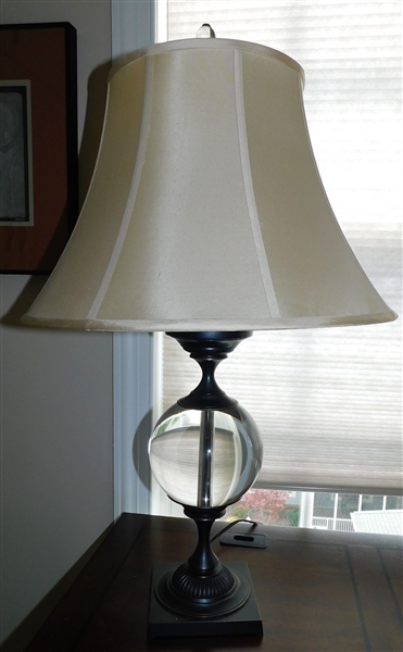 Table Lamp with Clear Orb in Center - Nice Shade - 31" tall 