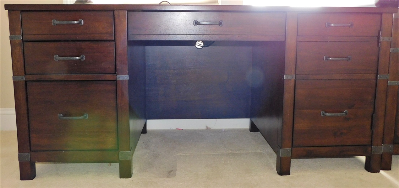 Aspenhome Desk with Built in Power Strips - File Drawer on Bottom Left- Measures 30 1/2" tall 66" by 24"