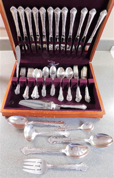 81 Piece Set of Towle Sterling "Peachtree Manor"  Flatware including  Forks, Spoons, Knives, and Serving Pieces - Serving Spoons, Slotted Spoon Measures  8 1/4" - Not Monogrammed