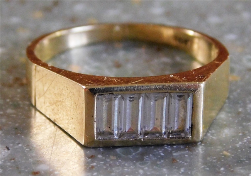 14kt Yellow Gold Ring with Clear Baguette Stones