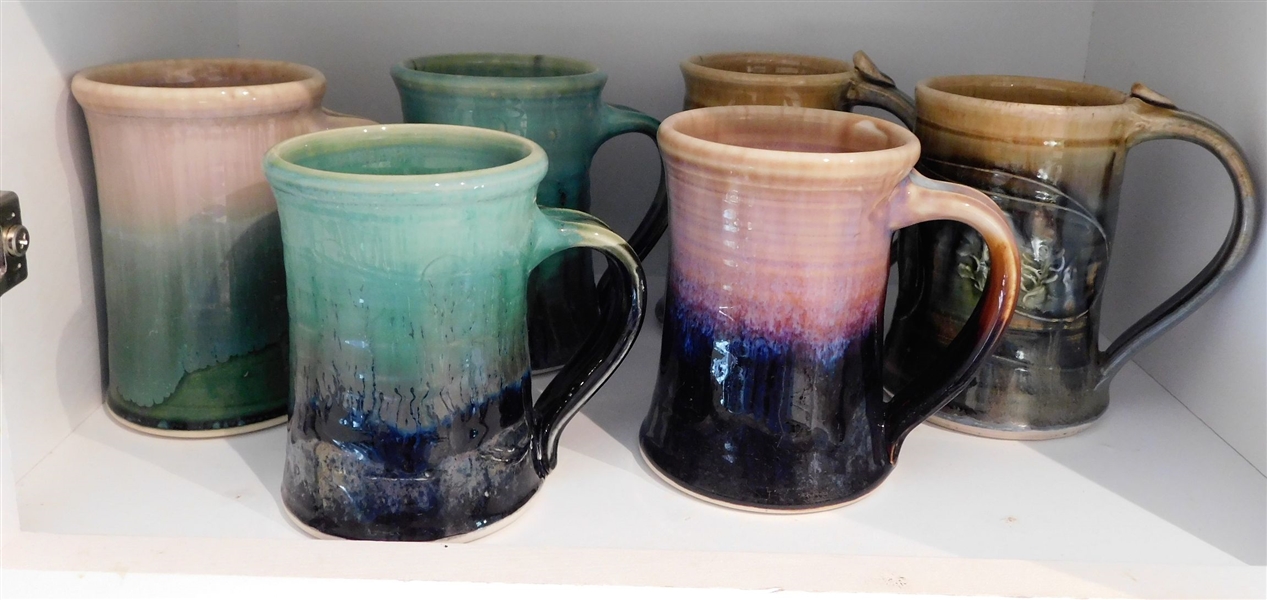 6 Art Pottery Mugs - 4 Signed MT and 2 LF Long