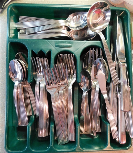 76 Piece Set of Wallace Stainless Flatware - including Serving Pieces, Ladles, and Butter Knives