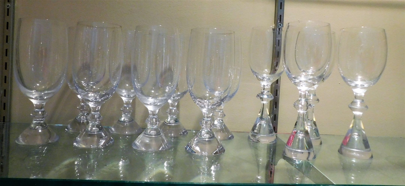 12 Goblets with  Bubble Stems - Measuring 8" and 7"