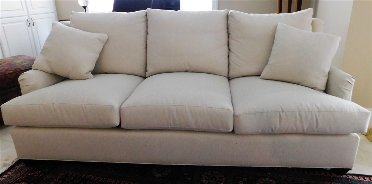 Wesley Hall Hickory NC - Beige Sofa - Very Clean - Dated Jan 2019 - 86" long 36" Deep - Down Filled Cushions