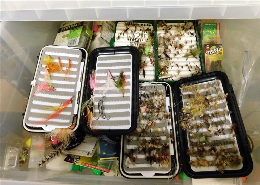Large Lot of Fishing Flies, Hooks, and Line - Cases of Flies 