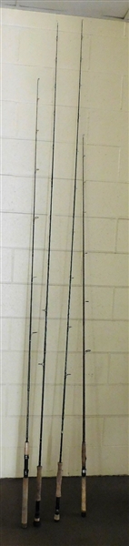 4 Fishing Rods including Cabelas Salt Striker, Sage RPLXI Graphite, RL Winston 10", and Fenwick HMG Graphite