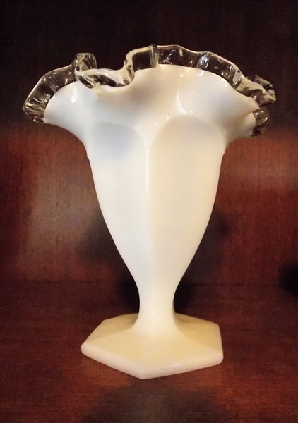 Fenton Silvercrest Footed Vase - Measures 6 1/2" tall 