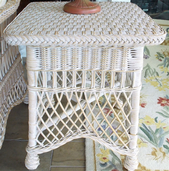 Square Wicker End Table  25" Tall 20 1/2" by 20 1/2"
