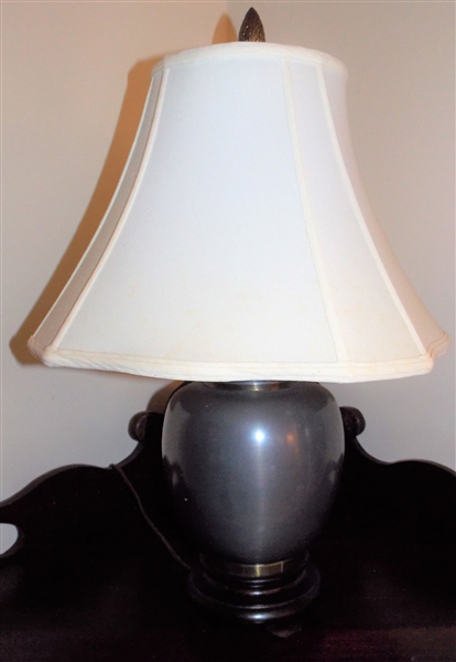 Metal Ginger Jar Style Lamp with Wood Base - Measures 24" Overall Height