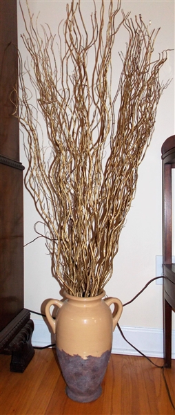 Modern 2 Tone Pottery Vase with Branches - Vase Measures 13" tall 