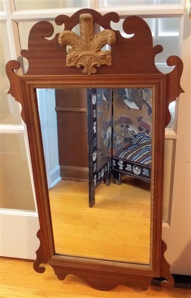 Federal Style Mirror with Gold Leaf Crest at Top - Measures 37 1/2" by 21"