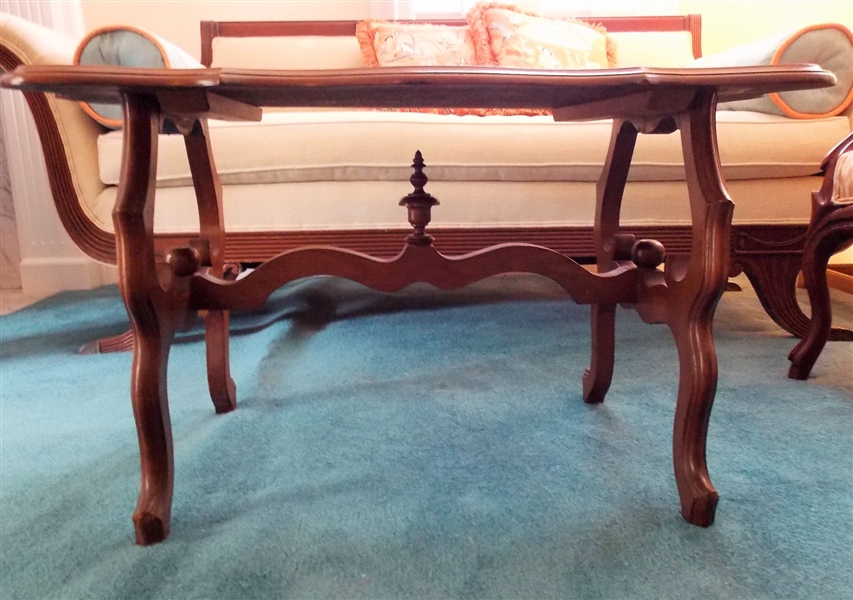 Walnut Victorian Turtle Top Coffee Table - Measures 20" tall 33" by 21"